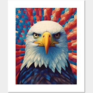 USA America Fourth of July Op Art Bald Eagle July 4th Posters and Art